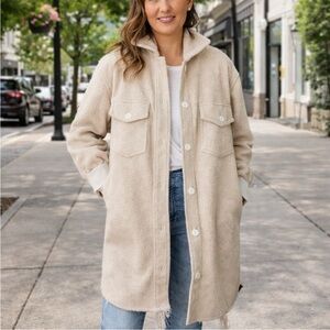 Jackson Rowe x Jillian Harris Scholar Jacket Shacket Boucle Cream Heart Large